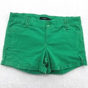 Torrid Womens Chino Shorts Size 20 Green Cuffed Double Button Cotton Blend